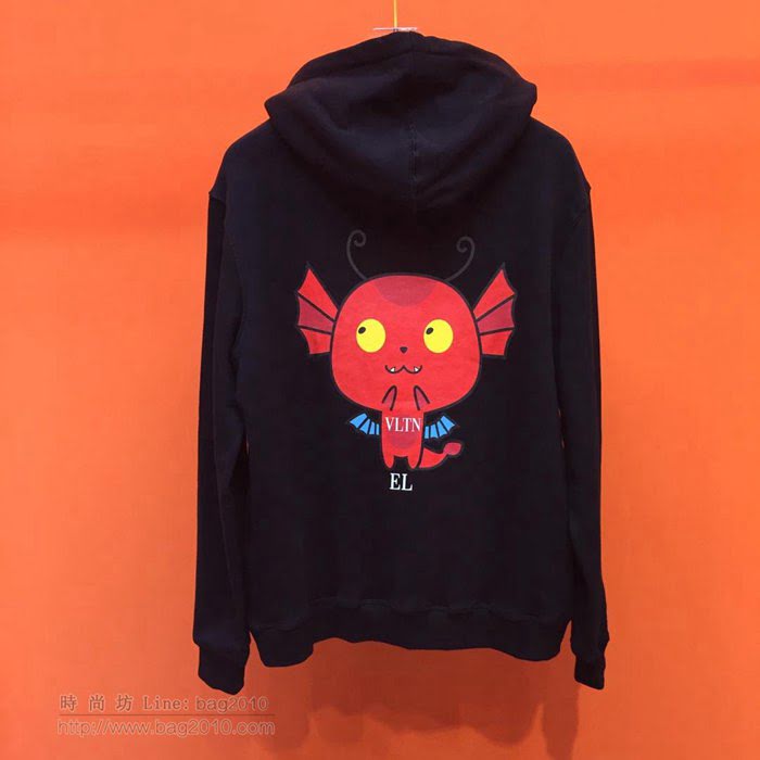 Valentino男裝 19-20FW新款 黑色連帽衛衣 男套頭衛衣 男士秋季新款單品  tzy2230